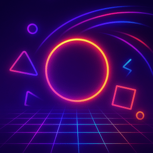 Abstract futuristic gaming world with glowing lines and geometric shapes